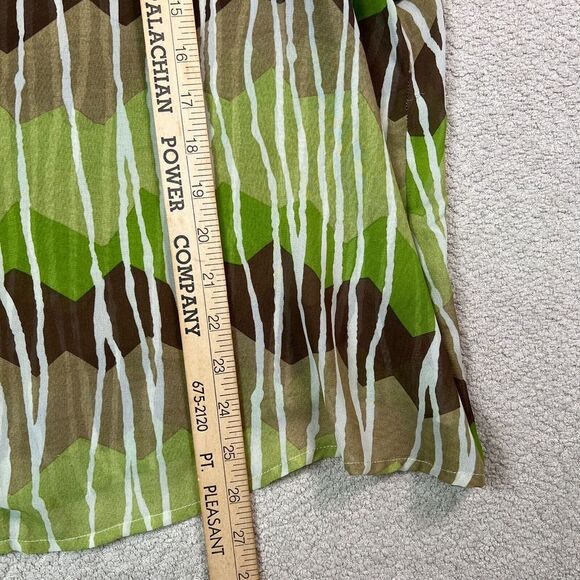 MG New York Paris Button Up Blouse Womens Size 3X Green Abstract Short Sleeve‎ - Picture 4 of 9